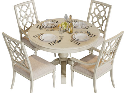 美式圆形实木餐桌椅组合