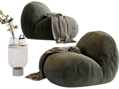 现代懒人沙发、边几