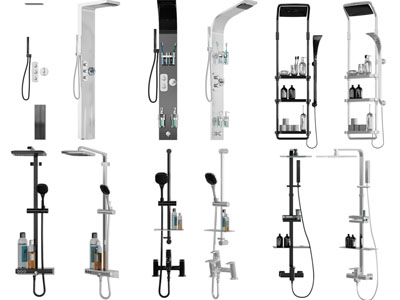 现代金属可收纳淋浴花洒