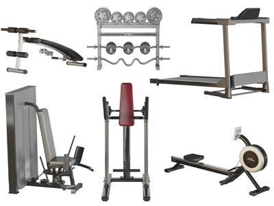 现代椭圆机、跑步机健身体育设备3d模型 现代椭圆机、跑步机健身体育设备