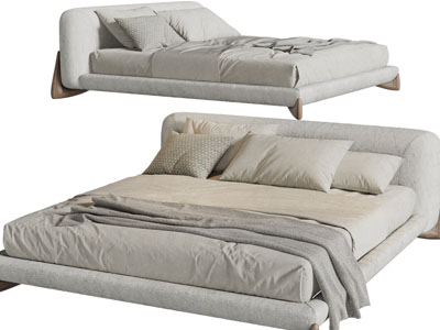 侘寂风布艺双人床