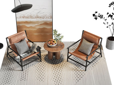 新中式休闲椅子、边几