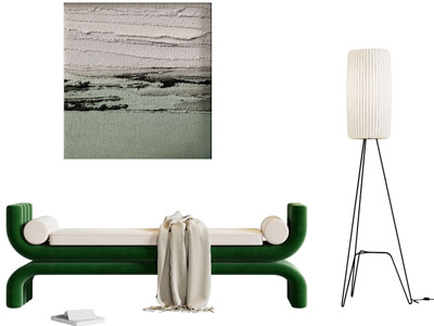 现代沙发凳、落地灯