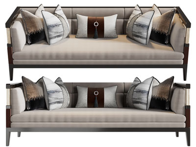 新中式多人沙发3d模型 新中式多人沙发