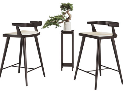 新中式吧椅、盆景盆栽