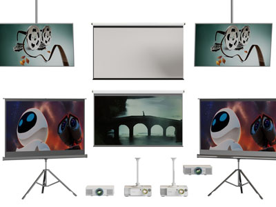 现代投影幕布、投影仪3d模型 现代投影幕布、投影仪