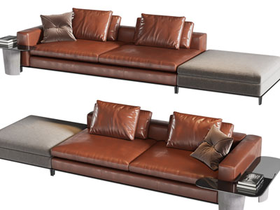 现代皮质拼接布艺多人沙发3d模型 现代皮质拼接布艺多人沙发