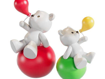 吹泡泡的小熊摆件组合