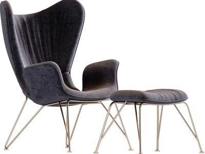 现代轻奢休闲椅子、脚踏