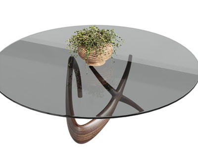 现代圆形玻璃茶几