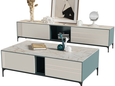 现代大理石台面电视柜、茶几