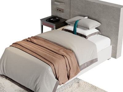 新中式无床头单人床