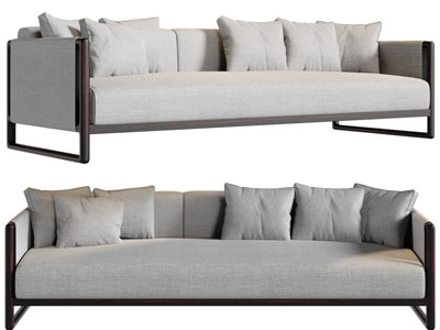 新中式布艺多人沙发3d模型 新中式布艺多人沙发