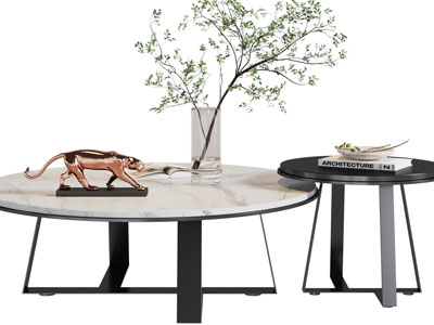 新中式圆形茶几边几