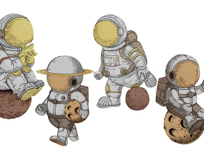 现代宇航员墙饰墙绘