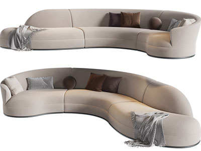 现代弧形多人沙发3d模型 现代弧形多人沙发