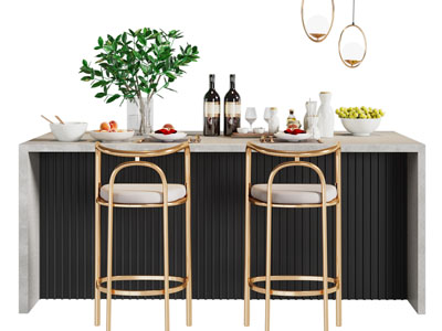 现代轻奢吧台、吧椅