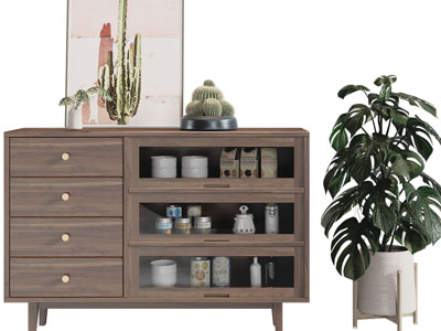 北欧实木餐边柜