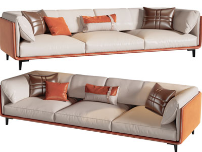 现代皮质多人沙发3d模型 现代皮质多人沙发