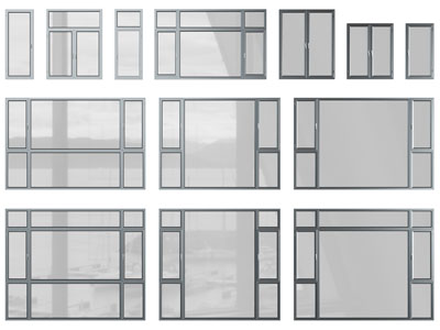 新中式带玻璃的平开窗