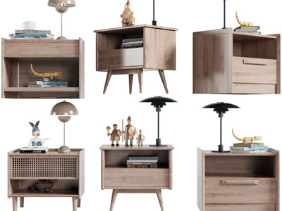 北欧实木床头柜