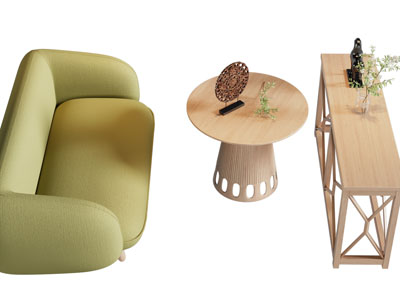 新中式实木圆形茶几、端景台