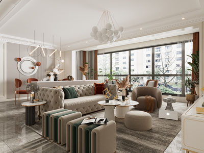 现代轻奢客厅餐厅