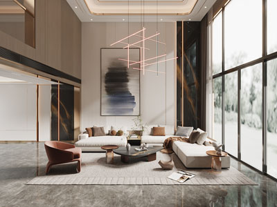 现代别墅挑高客厅