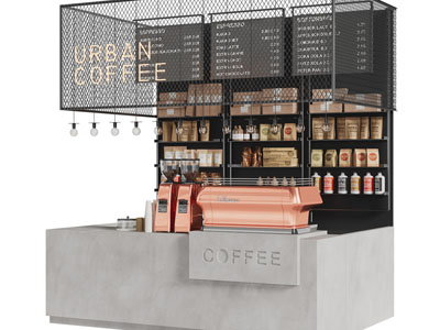 工业风咖啡厅吧台、前台