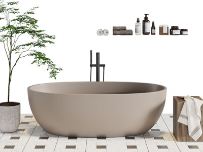 新中式棕色浴缸浴盆
