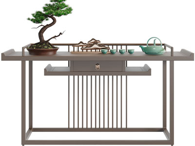 新中式端景台、盆景3d模型 新中式端景台、盆景