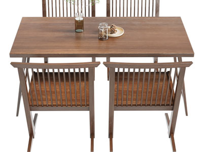 新中式实木长方形餐桌椅组合