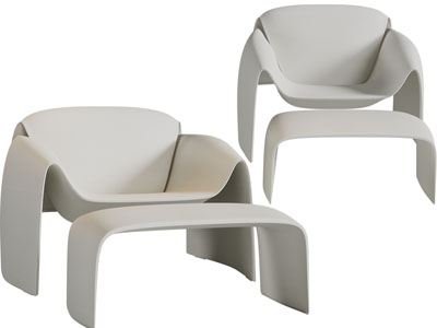 侘寂风休闲椅子、脚踏