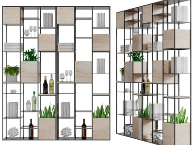 新中式开放式装饰柜