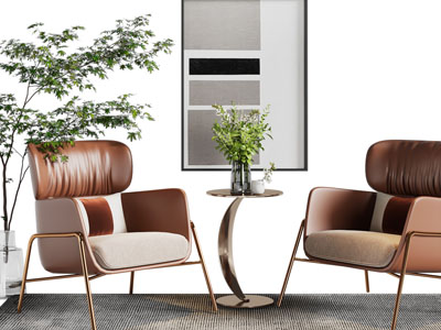 现代轻奢休闲椅子、边几