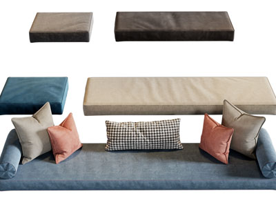 新中式长方形沙发坐垫3d模型 新中式长方形沙发坐垫