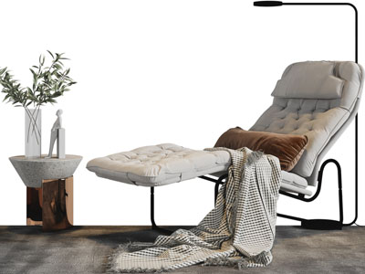现代躺椅、边几