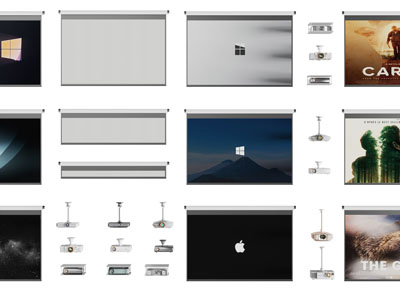 现代投影幕布、投影仪3d模型 现代投影幕布、投影仪