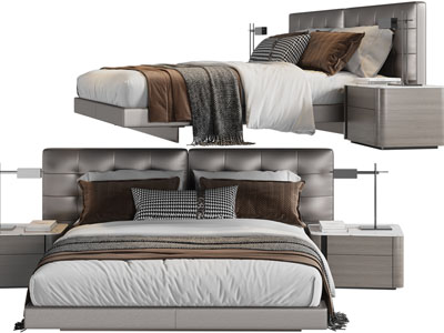 新中式双人床、床头柜