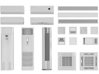 现代柜体、壁挂式空调、排风扇