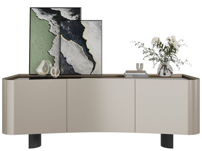 侘寂风弧形电视柜