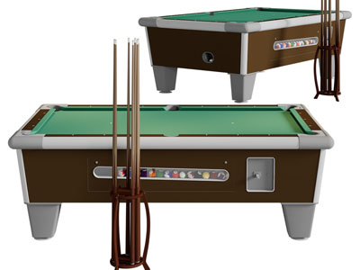 新中式台球桌、球杆体育设备3d模型 新中式台球桌、球杆体育设备