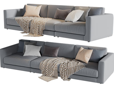 现代布艺三人沙发3d模型 现代布艺三人沙发