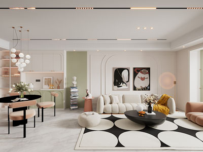 现代轻奢客厅餐厅