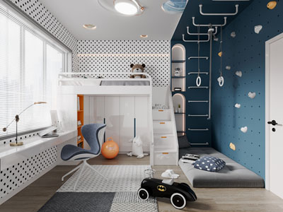 现代儿童房、上下床卧室
