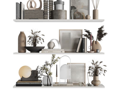 侘寂风书籍、花瓶桌面摆件组合