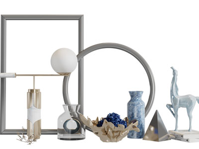 新中式台灯、花瓶摆件组合