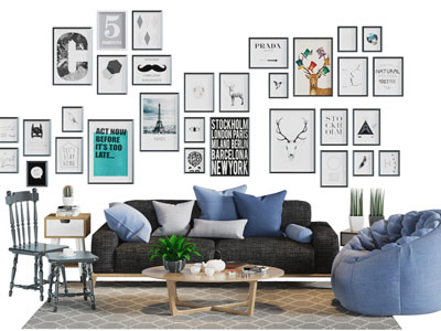 北欧多人、懒人沙发、休闲椅子和茶几组合