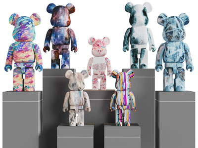 现代彩色暴力熊雕塑摆件组合
