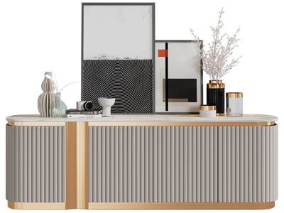 新中式电视柜、摆件组合